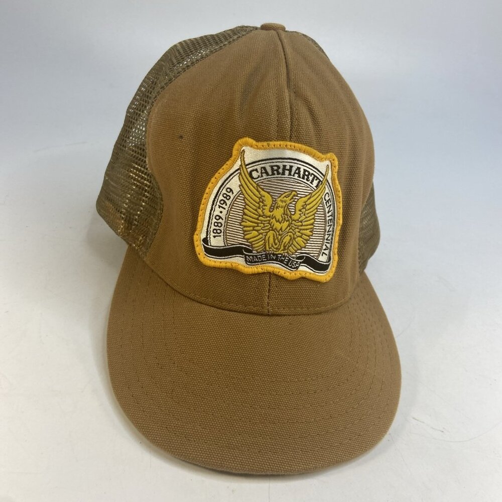 Vintage 1989 Carhartt Centennial Snapback Mesh Canvas Cap Eagle Patch USA